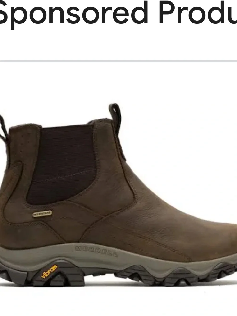 Merrell Men's Brown Moab Adventure Chelsea Waterproof Hiking Boot size 12